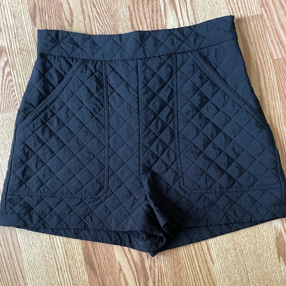 Zara Black High Waist Quilted Shorts